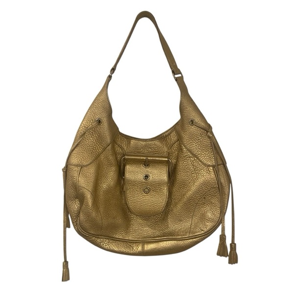 Car Shoe Pebbled Leather Gold Tone Hobo Shoulder Bag - Picture 1 of 13
